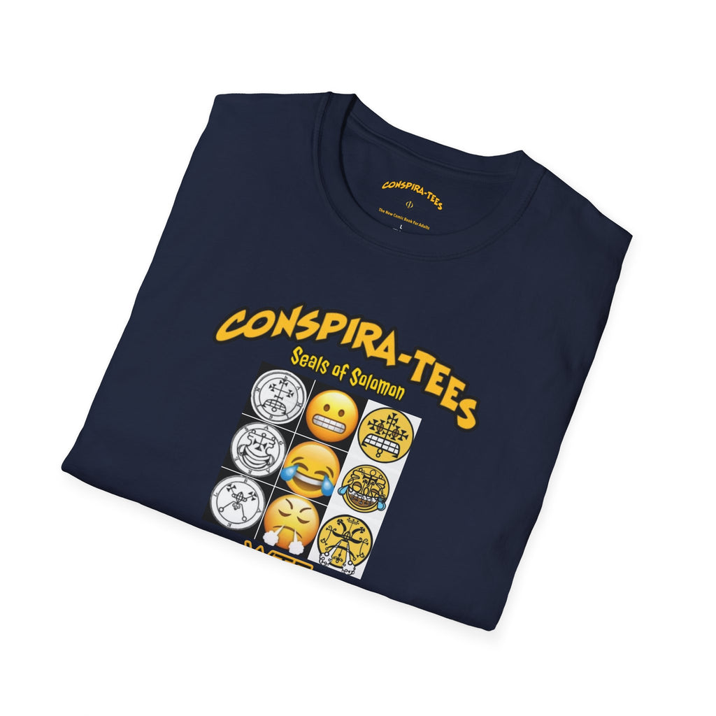 Seal of Solomon emoji Conspira-tee. The story goes that King Solomon trapped 72 demons in these seals/sigils, and used them to build his kingdom. Apparently each seal has a corresponding emoji.