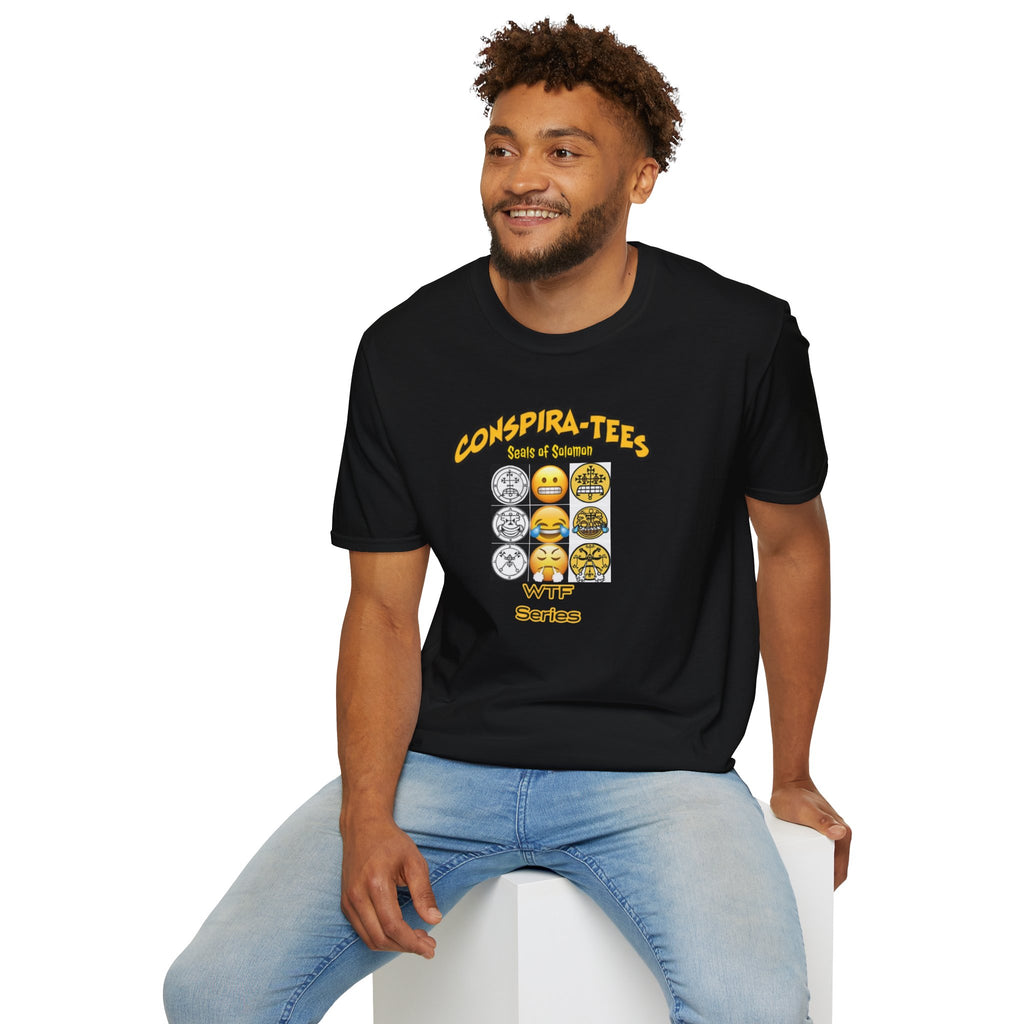 Seal of Solomon emoji Conspira-tee. The story goes that King Solomon trapped 72 demons in these seals/sigils, and used them to build his kingdom. Apparently each seal has a corresponding emoji.