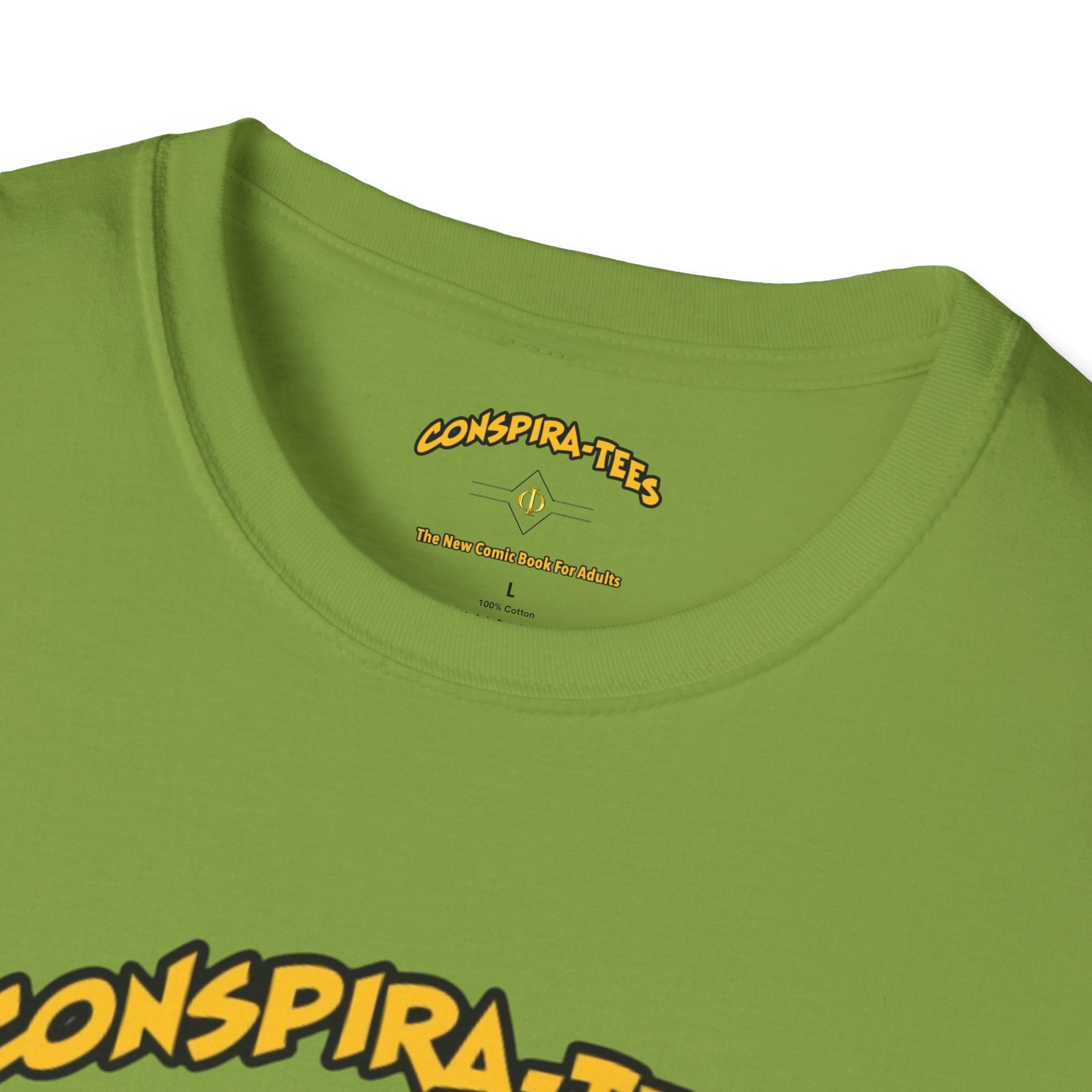 Kek Conspira-tee. Pepe at one point in time was the face of conspiracy memes on 4 chan and 8 chan. Kek is netspeak for lol. Mocking your enemy.