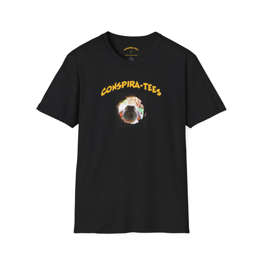 Down The Rabbit Hole Conspira-tee. Alice follows the rabbit down the hole to Wonderland where the rules of reality do not apply. The phrase is used today to describe hours researching a topic online.
