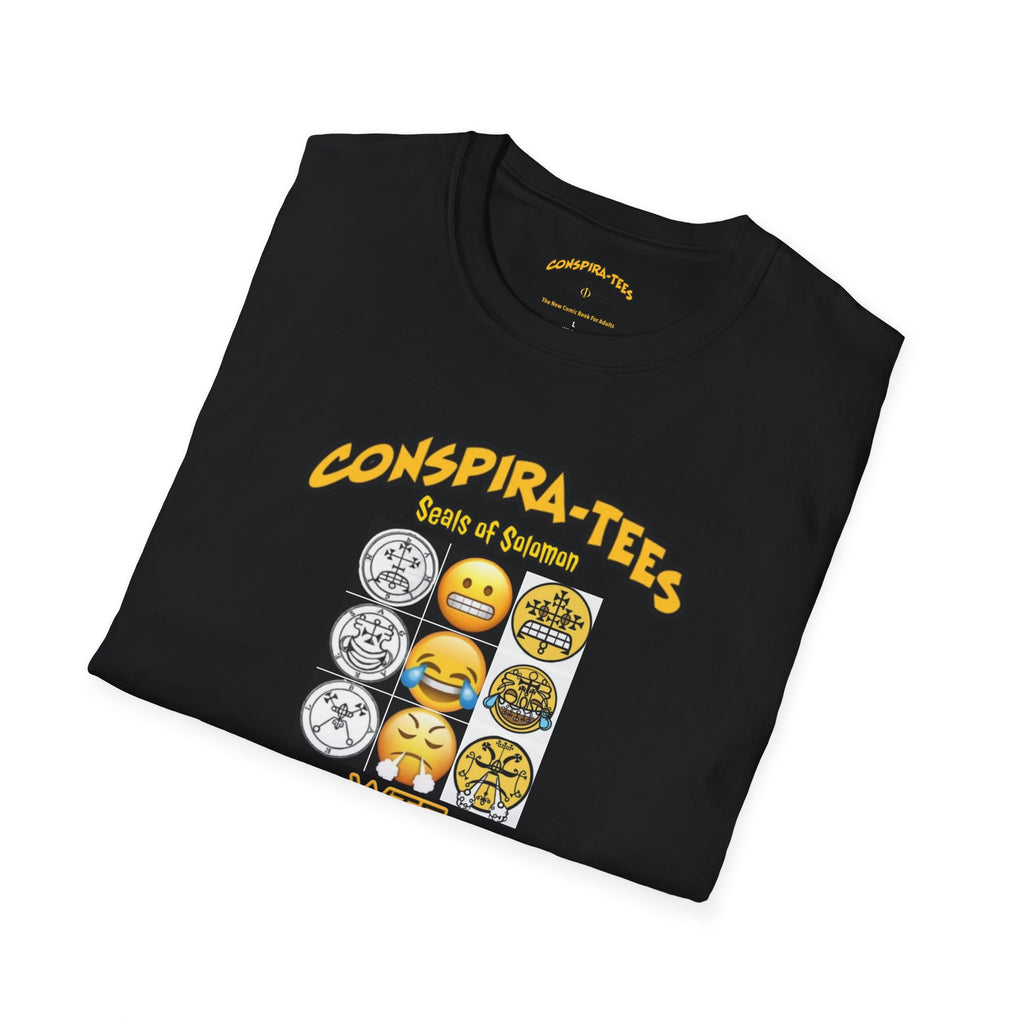 Seal of Solomon emoji Conspira-tee. The story goes that King Solomon trapped 72 demons in these seals/sigils, and used them to build his kingdom. Apparently each seal has a corresponding emoji.