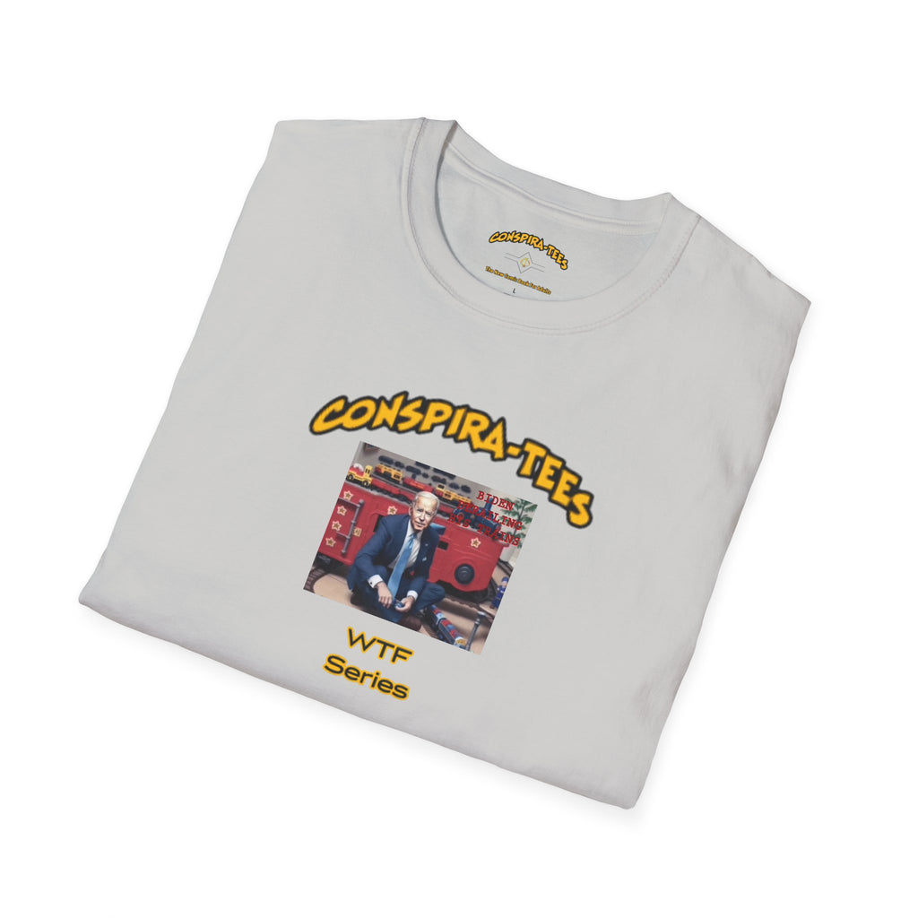 Biden train derailment painting Conspira-tee