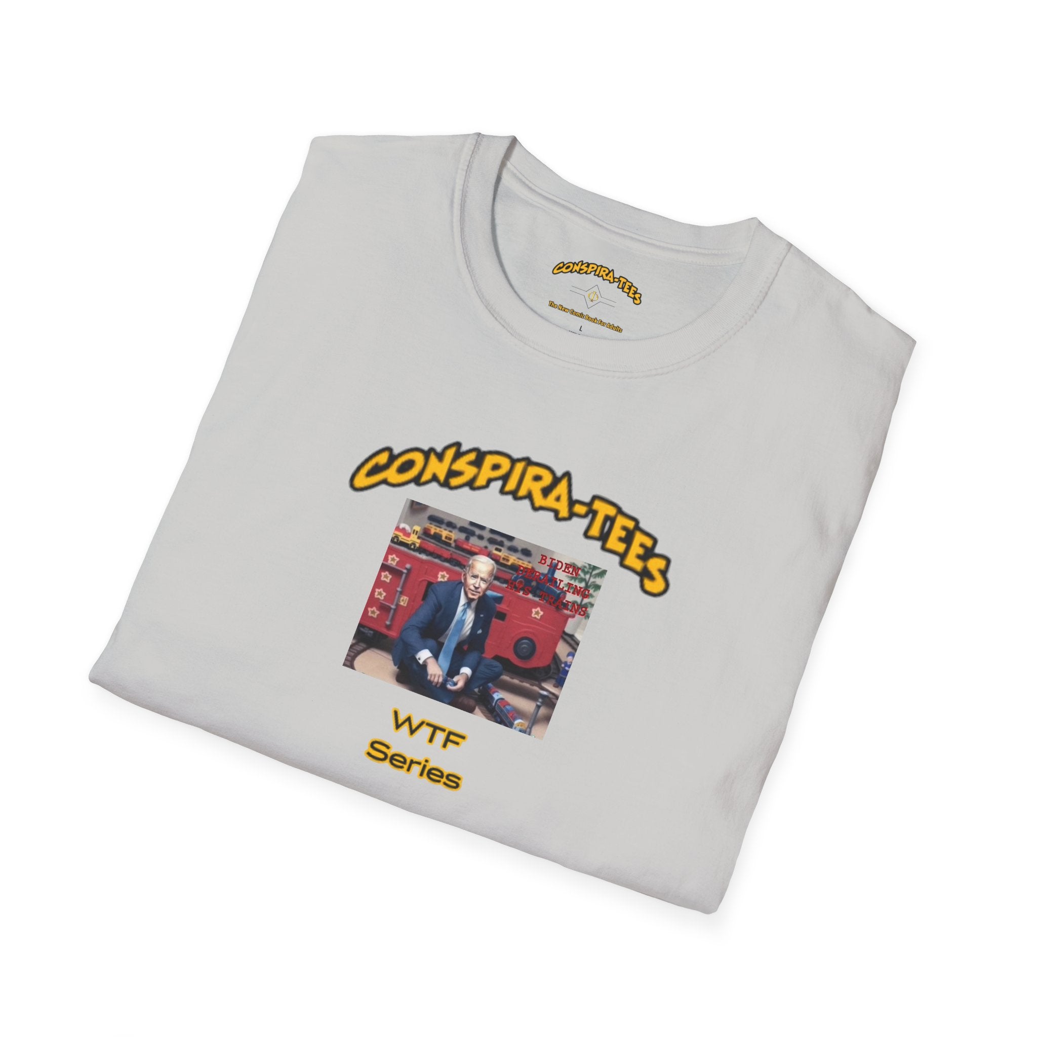 Biden train derailment painting Conspira-tee