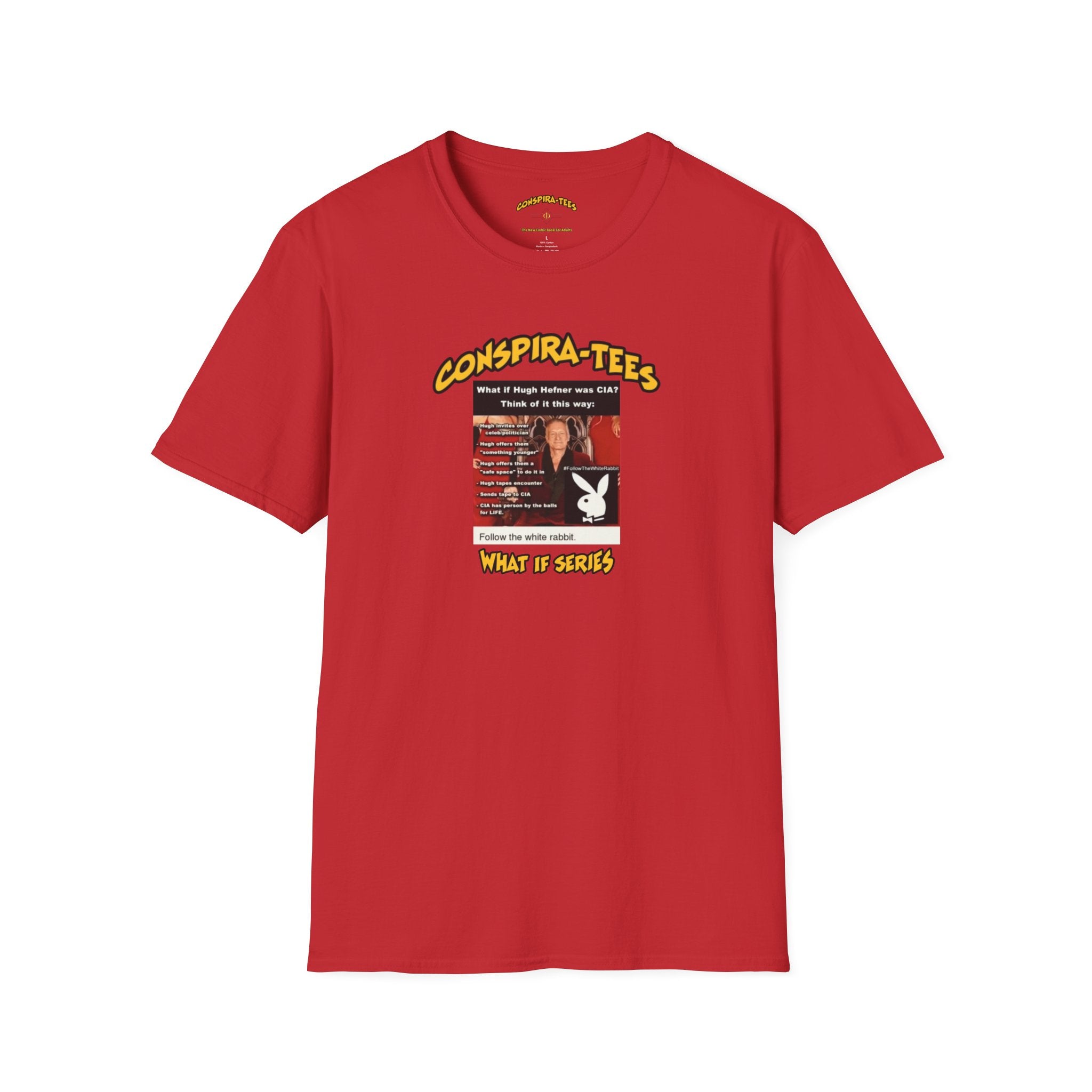 Honey Pot 🍯 Conspira-tee. What if Hugh Hefner was CIA? He invites over celeb/politician, offers them something younger, offers them a safe space to do it in, tapes encounter, sends it to CIA…