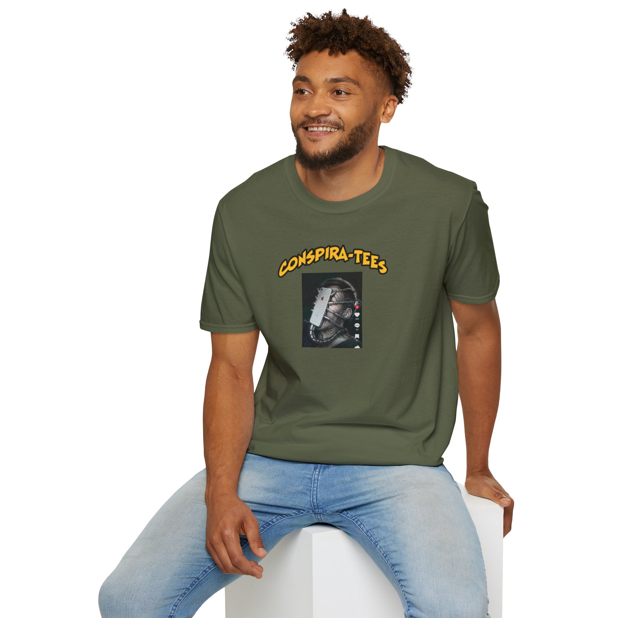 Phone, alien, tech addiction, Conspira-tee. Americans check their smartphones an average of 144 times a day. Are smartphones the gateway drug for transhumanism? Did they make smart phones addictive on...