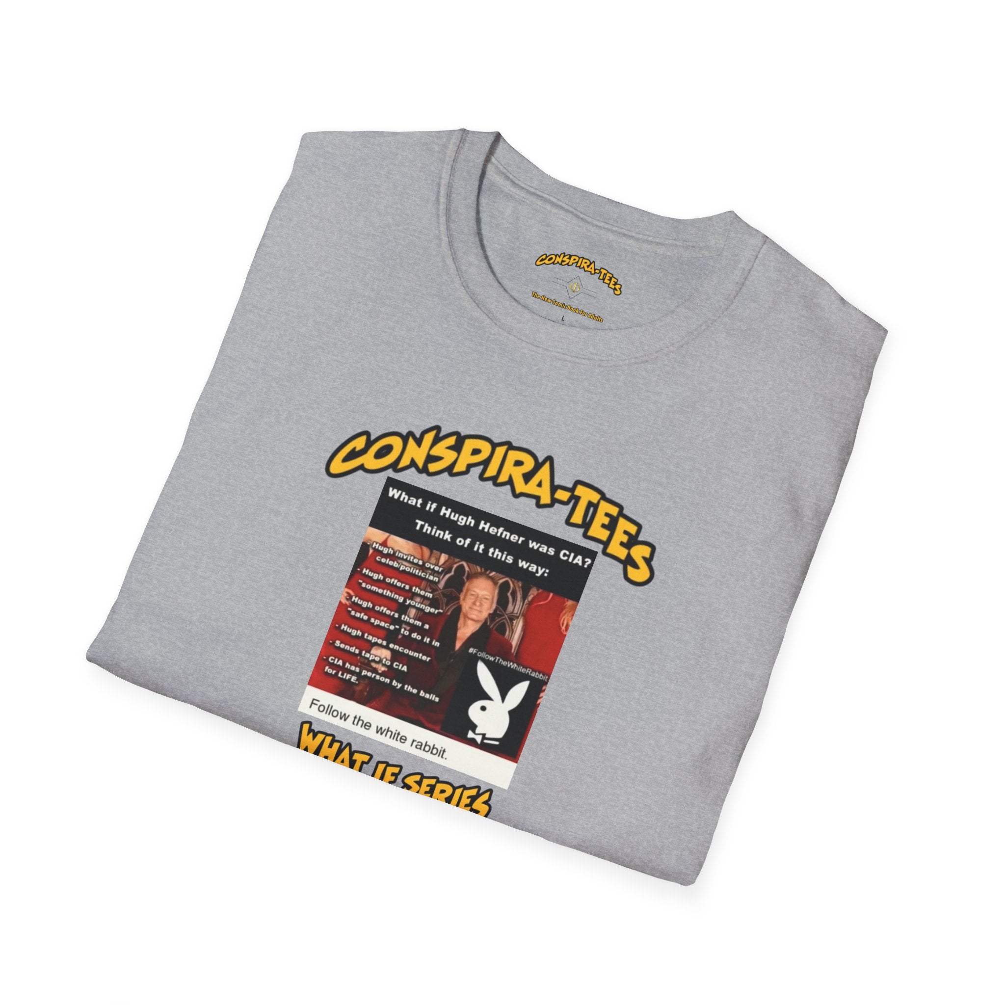 Honey Pot 🍯 Conspira-tee. What if Hugh Hefner was CIA? He invites over celeb/politician, offers them something younger, offers them a safe space to do it in, tapes encounter, sends it to CIA…